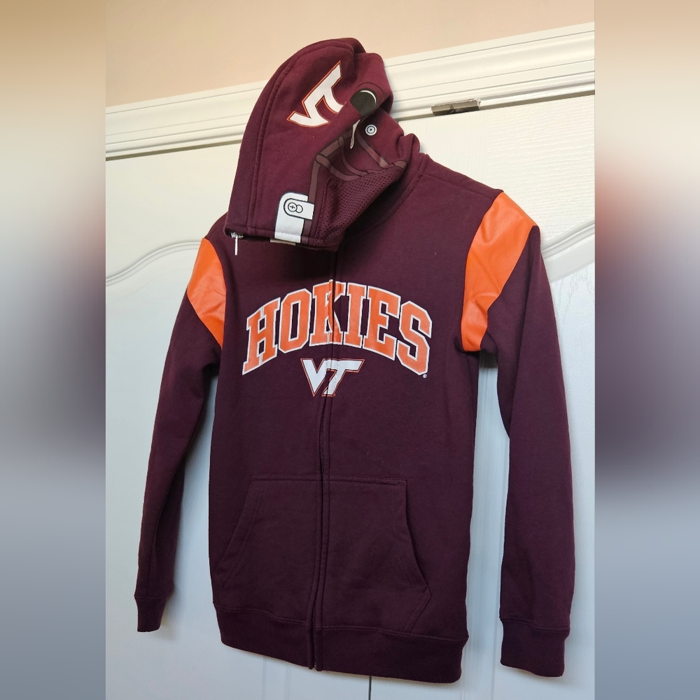Gen 2 VA Tech Hokies Full Zip Up Hoodie Over Face Mask Graphic Sz Medium 10/12